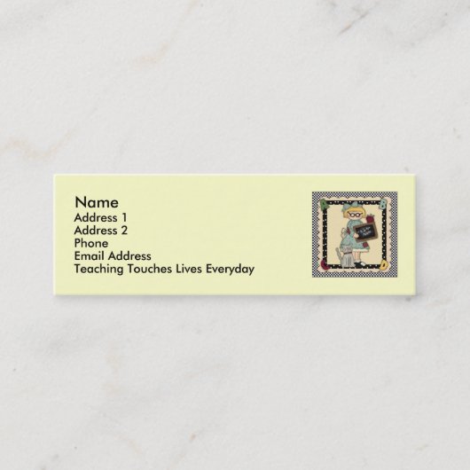 Persoonlijke kaarten voor leerkrachten mini visitekaartje (Voorkant)