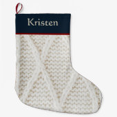 Persoonlijke Kabelbrei Kerst Navyblauw Grote Kerstsok (Voorkant)