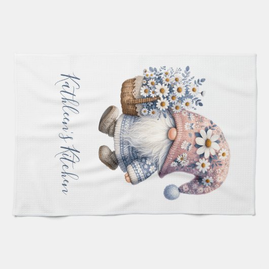 Persoonlijke Kabouter Daises Witte Gele Bloemen  Theedoek (Horizontaal)