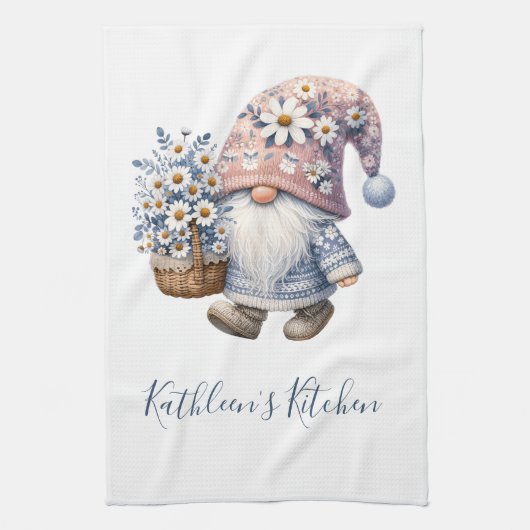 Persoonlijke Kabouter Daises Witte Gele Bloemen  Theedoek (Verticaal)