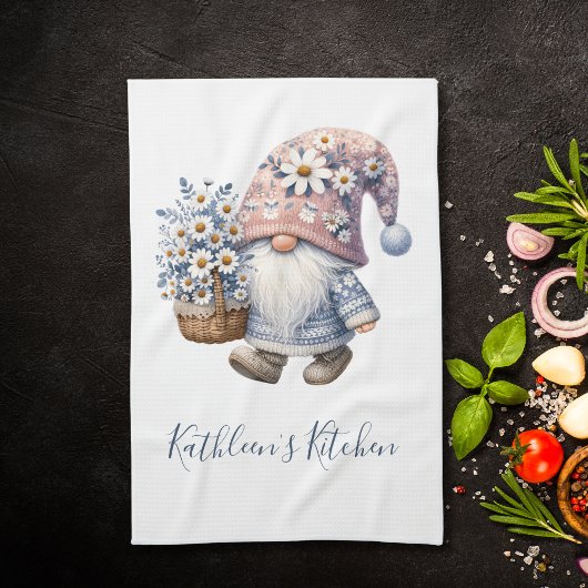Persoonlijke kabouter Madeliefjes Witte Gele Bloem Theedoek