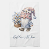 Persoonlijke kabouter margrieten witte gele bloeme theedoek (Verticaal)