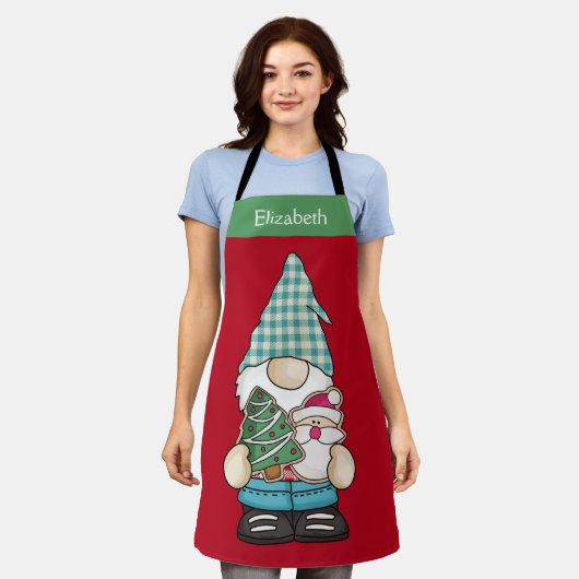 Persoonlijke Kabouter Rood Groen Kerstvakantie Schort (Gedragen)