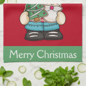 Persoonlijke Kabouter Rood Groen Kerstvakantie Theedoek (Gevouwen)