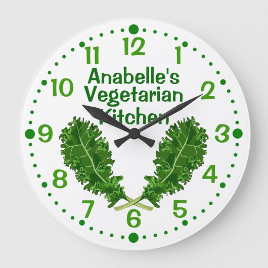 Persoonlijke Kale Vegetarian Kitchen Clock met Min Grote Klok (Voorkant)