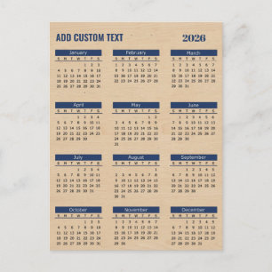 Persoonlijke kalender 2026 met aangepaste tekst    feestdagenkaart