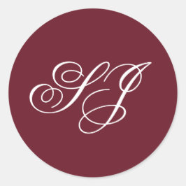 Persoonlijke kalligrafie monogram bruiloft ronde sticker