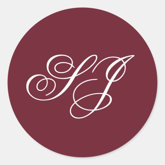 Persoonlijke kalligrafie monogram bruiloft ronde sticker (Voorkant)