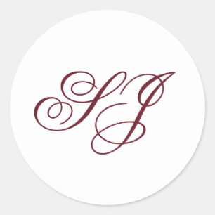 Persoonlijke kalligrafie monogram bruiloft ronde sticker