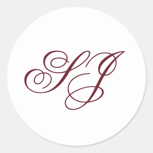 Persoonlijke kalligrafie monogram bruiloft ronde sticker (Voorkant)