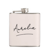 Persoonlijke kalligrafie naam Roze Bachelorette Heupfles (Voorkant)