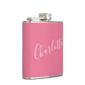 Persoonlijke kalligrafie naam roze vrijgezellenfee heupfles (Rechts)