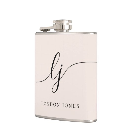 Persoonlijke kalligrafie naam roze vrijgezellenfee heupfles (Links)