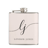 Persoonlijke kalligrafie naam roze vrijgezellenfee heupfles (Voorkant)