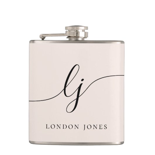 Persoonlijke kalligrafie naam roze vrijgezellenfee heupfles (Voorkant)