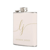 Persoonlijke kalligrafie roze goud vrijgezellenfee heupfles (Links)