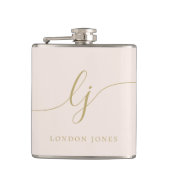 Persoonlijke kalligrafie roze goud vrijgezellenfee heupfles (Voorkant)