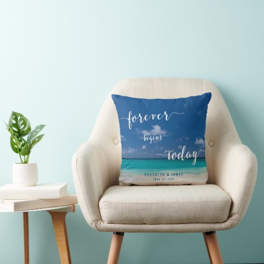 Persoonlijke kalligrafie strandtrouwkussens kussen (Stoel)