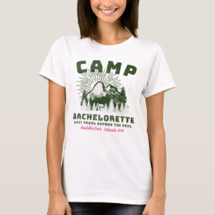 Persoonlijke kampeer vrijgezellenfeest bruidsmeisj t-shirt
