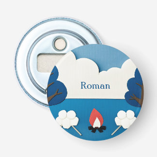 Persoonlijke kampvuur S'mores kamperen buiten Button Flesopener