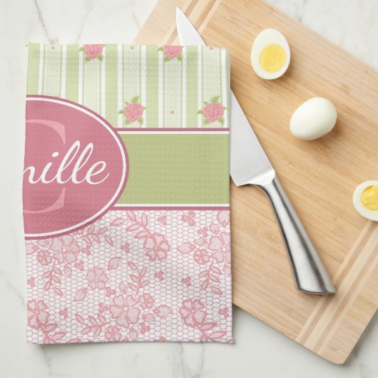 Persoonlijke kant en Engelse tuin Theedoek (Quarter Fold)