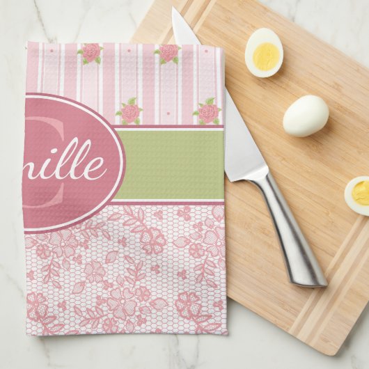 Persoonlijke kant en Engelse tuin Theedoek (Quarter Fold)