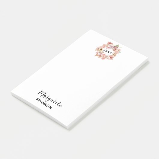 Persoonlijke Kantoor Roze Boho Florals Post-it® Notes (Schuin)