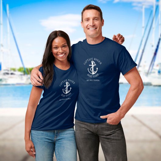 Persoonlijke Kapitein Zeeanker Boot Naam T-shirt