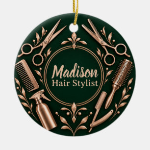 Persoonlijke kapper Emerald Rose Goud Keramisch Ornament