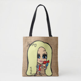 Persoonlijke kapperstas Caricatuur blondine Tote Bag