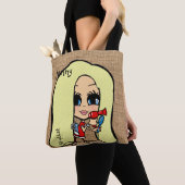 Persoonlijke kapperstas Caricatuur blondine Tote Bag (Dichtbij)