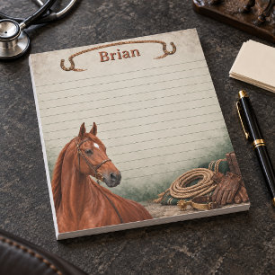 Persoonlijke kastanjebruine Saddlebred-tuigkamer Notitieblok