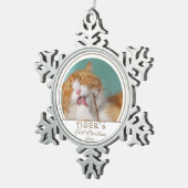 Persoonlijke kat 1 kerstfoto tin sneeuwvlok ornament (Rechts)