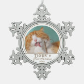 Persoonlijke kat 1 kerstfoto tin sneeuwvlok ornament (Voorkant)