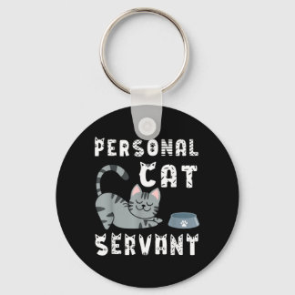 Persoonlijke kat bediende grappige kat sleutelhanger