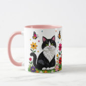 Persoonlijke Kat, Bloemen en Vlinders Mok (Links)