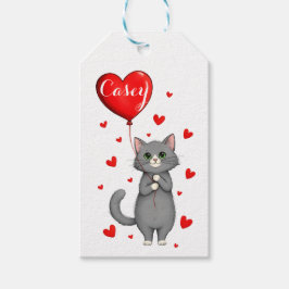 Persoonlijke kat cadeaubandje met naam cadeaulabel