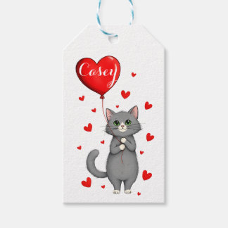 Persoonlijke kat cadeaubandje met naam cadeaulabel