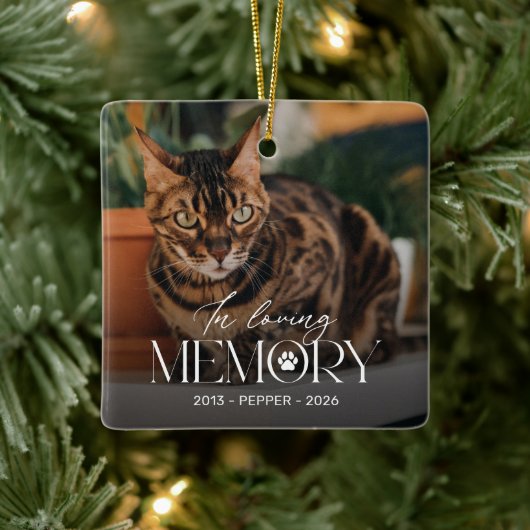 Persoonlijke kat-herdenkingsfoto Kerstboomornament Keramisch Ornament (Boom)