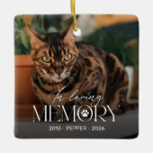 Persoonlijke kat-herdenkingsfoto Kerstboomornament Keramisch Ornament (Voorkant)