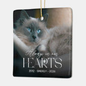 Persoonlijke kat-herdenkingsfoto Kerstboomornament Keramisch Ornament (Links)