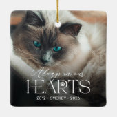 Persoonlijke kat-herdenkingsfoto Kerstboomornament Keramisch Ornament (Achterkant)