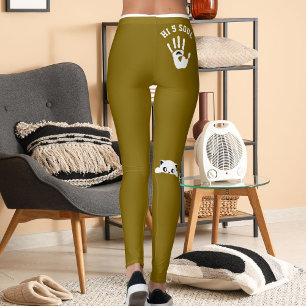 Persoonlijke kat huisdier geel bruin wit strepen leggings