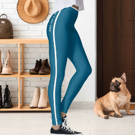 Persoonlijke kat huisdier oceaan blauw witte strep leggings