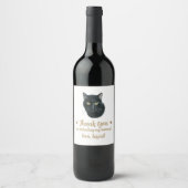 Persoonlijke kat huwelijksfeest wijn etiket (Voorkant)
