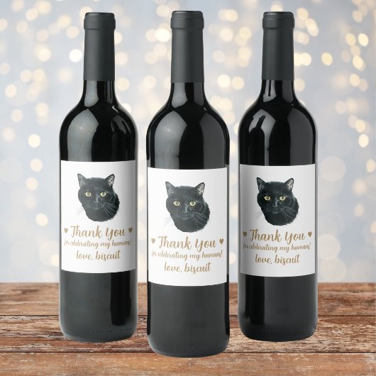 Persoonlijke kat huwelijksfeest wijn etiket