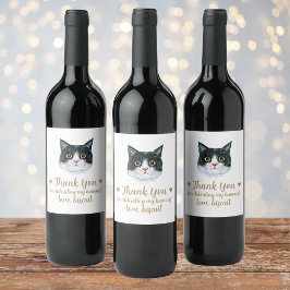Persoonlijke kat huwelijksfeest wijn etiket