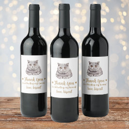 Persoonlijke kat huwelijksfeest wijn etiket