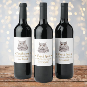 Persoonlijke kat huwelijksfeest wijn etiket