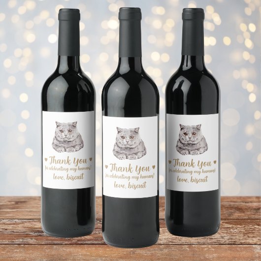 Persoonlijke kat huwelijksfeest wijn etiket